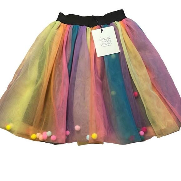 NWT Colorful Tulle Skirt with Pom Poms by Deux Par Deux - Size 10 - Picture 3 of 8